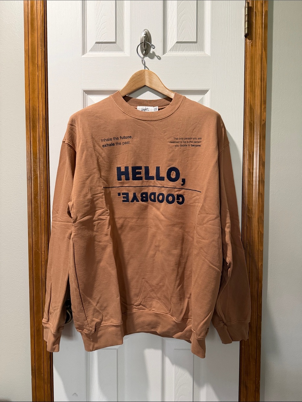 Hello, Goodbye Graphic Crewneck Sweater - Brown